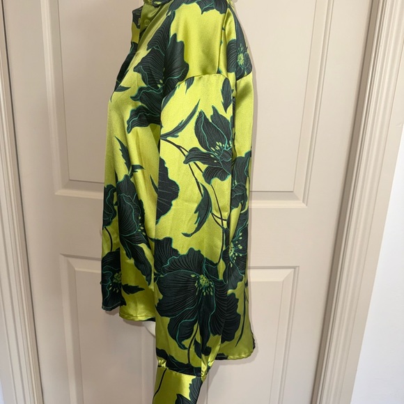 Bailey 44 Green Black Long Sleeve Button Down satin Shirt - Picture 3 of 11